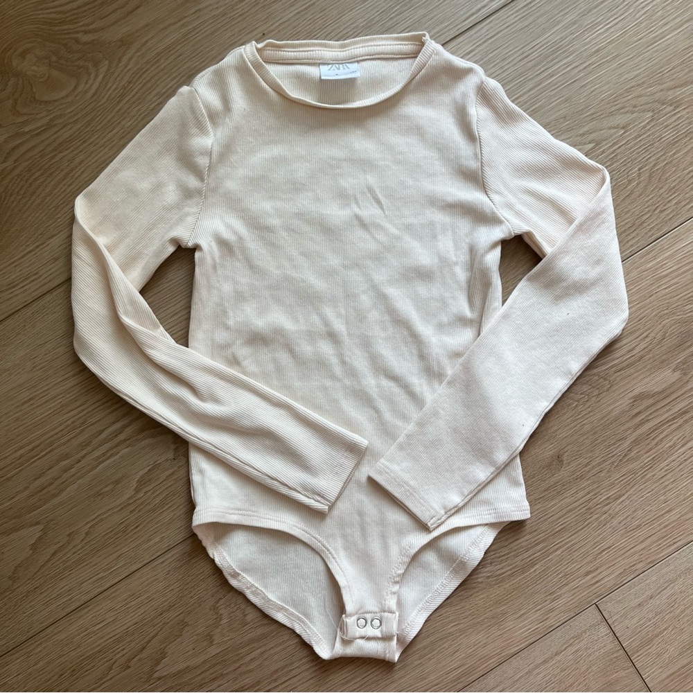 Zara Girls 9 Ribbed Long Sleeve Bodysuit Shirt